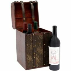 New ✔️ Okuna Outpost Wooden 4 Bottles Travel Wine for Storage Storage Bar Accessory, Flower Pattern, 8 x 8.5 x 13.8 in. 🔔 -Bookshelves And Bookcases store unnamed file 5563
