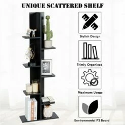 Outlet 🎉 Costway 7-Tier Bookshelf Bookcase Plant Display Shelf Rack Storage Holder Wooden Black 👏 -Bookshelves And Bookcases store unnamed file 562