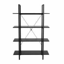 Wholesale 👍 Modern Industry Metal/Wooden 4 Tier Bookcase with Shelves - Glitzhome Black 🎁 -Bookshelves And Bookcases store unnamed file 589