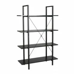 Wholesale 👍 Modern Industry Metal/Wooden 4 Tier Bookcase with Shelves - Glitzhome Black 🎁 -Bookshelves And Bookcases store unnamed file 590