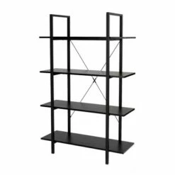 Wholesale 👍 Modern Industry Metal/Wooden 4 Tier Bookcase with Shelves - Glitzhome Black 🎁 -Bookshelves And Bookcases store unnamed file 593
