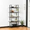 Coupon 👍 Modern Industry Metal/Wooden 5 Tier Bookcase and Shelves - Glitzhome Black 🌟 -Bookshelves And Bookcases store unnamed file 595