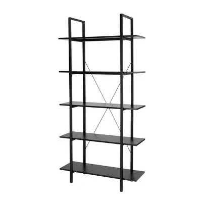 Coupon 👍 Modern Industry Metal/Wooden 5 Tier Bookcase and Shelves - Glitzhome Black 🌟 10 Coupon 👍 Modern Industry Metal/Wooden 5 Tier Bookcase and Shelves - Glitzhome Black 🌟 - Image 8