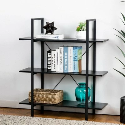 Hot Sale 🔥 Modern Industry Metal/Wooden 3 Tier Bookcase with Shelves - Glitzhome Walnut ✨ 3 Hot Sale 🔥 Modern Industry Metal/Wooden 3 Tier Bookcase with Shelves - Glitzhome Walnut ✨