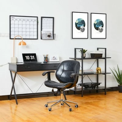 Hot Sale 🔥 Modern Industry Metal/Wooden 3 Tier Bookcase with Shelves - Glitzhome Walnut ✨ 4 Hot Sale 🔥 Modern Industry Metal/Wooden 3 Tier Bookcase with Shelves - Glitzhome Walnut ✨ - Image 2