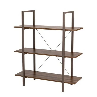 Hot Sale 🔥 Modern Industry Metal/Wooden 3 Tier Bookcase with Shelves - Glitzhome Walnut ✨ 11 Hot Sale 🔥 Modern Industry Metal/Wooden 3 Tier Bookcase with Shelves - Glitzhome Walnut ✨ - Image 9