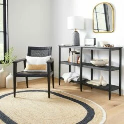 New 😍 Hearth & Hand W/Magnolia Furniture Wood & Cane 3-Shelf Console Bookcase - Hearth & Hand™ with Magnolia Black 🤩