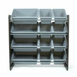 Cheap ✔️ Sumatra Toy Storage Organizer with Storage Bins Espresso/Gray - Humble Crew 🛒