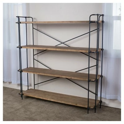 Hot Sale ๐ Yorktown 65.5" 4-Shelf Industrial Bookcase Brown - Christopher Knight Home ๐ 4 Hot Sale ๐ Yorktown 65.5" 4-Shelf Industrial Bookcase Brown - Christopher Knight Home ๐ - Image 2