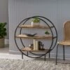 Promo 🔥 37.5" Dundas Handcrafted Industrial Circular Mango Wood Shelf Natural/Black - Christopher Knight Home 🎁