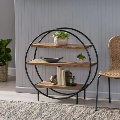 Promo ๐ฅ 37.5" Dundas Handcrafted Industrial Circular Mango Wood Shelf Natural/Black - Christopher Knight Home ๐ 3 Promo ๐ฅ 37.5" Dundas Handcrafted Industrial Circular Mango Wood Shelf Natural/Black - Christopher Knight Home ๐