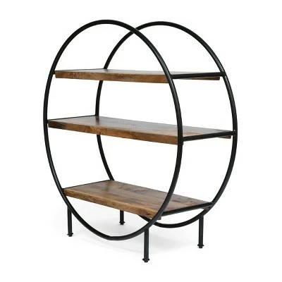 Promo ๐ฅ 37.5" Dundas Handcrafted Industrial Circular Mango Wood Shelf Natural/Black - Christopher Knight Home ๐ 4 Promo ๐ฅ 37.5" Dundas Handcrafted Industrial Circular Mango Wood Shelf Natural/Black - Christopher Knight Home ๐ - Image 2