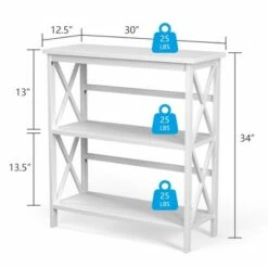 Outlet 👏 Costway 3-Tier Bookshelf Wooden Open Storage Bookcase for Home Office WhiteBlackCoffeeNatural 😍