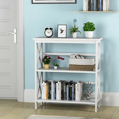 Outlet 👏 Costway 3-Tier Bookshelf Wooden Open Storage Bookcase for Home Office WhiteBlackCoffeeNatural 😍 4 Outlet 👏 Costway 3-Tier Bookshelf Wooden Open Storage Bookcase for Home Office WhiteBlackCoffeeNatural 😍 - Image 2