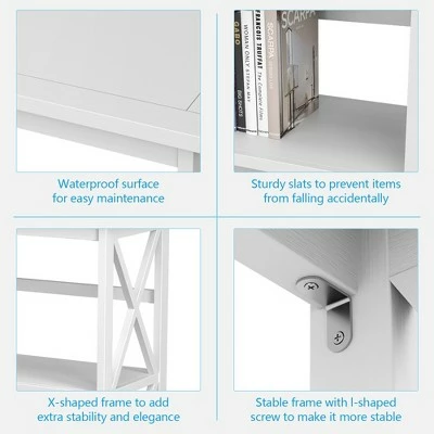 Outlet 👏 Costway 3-Tier Bookshelf Wooden Open Storage Bookcase for Home Office WhiteBlackCoffeeNatural 😍 6 Outlet 👏 Costway 3-Tier Bookshelf Wooden Open Storage Bookcase for Home Office WhiteBlackCoffeeNatural 😍 - Image 4