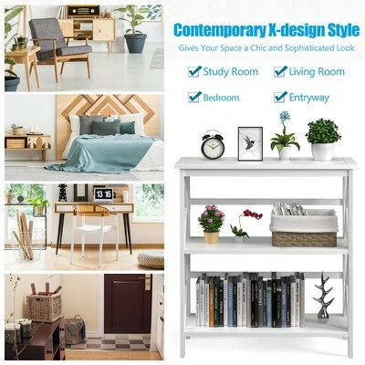 Outlet 👏 Costway 3-Tier Bookshelf Wooden Open Storage Bookcase for Home Office WhiteBlackCoffeeNatural 😍 8 Outlet 👏 Costway 3-Tier Bookshelf Wooden Open Storage Bookcase for Home Office WhiteBlackCoffeeNatural 😍 - Image 6