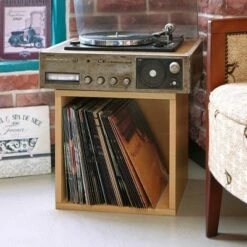 Top 10 🛒 Way Basics Eco Stackable Vinyl Record Storage Cube Natural Wood Grain 👏
