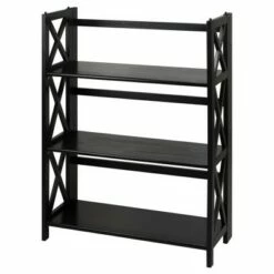 Best deal ⌛ 3 Shelf X Design Folding Bookcase - Flora Home Black 🔥 -Bookshelves And Bookcases store unnamed file 815