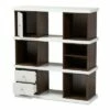 Top 10 🛒 39.06" Rune Two-Tone 2 Drawer Bookcase White/Walnut - Baxton Studio ⌛