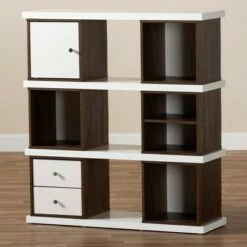 Top 10 🛒 39.06" Rune Two-Tone 2 Drawer Bookcase White/Walnut - Baxton Studio ⌛ -Bookshelves And Bookcases store unnamed file 882