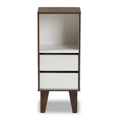 Discount ⭐ 31.22" Senja Two-Tone Finished Wood 2 Drawer Bookcase White/Walnut - Baxton Studio 🌟 4 Discount ⭐ 31.22" Senja Two-Tone Finished Wood 2 Drawer Bookcase White/Walnut - Baxton Studio 🌟 - Image 2