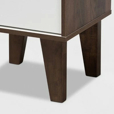 Discount ⭐ 31.22" Senja Two-Tone Finished Wood 2 Drawer Bookcase White/Walnut - Baxton Studio 🌟 6 Discount ⭐ 31.22" Senja Two-Tone Finished Wood 2 Drawer Bookcase White/Walnut - Baxton Studio 🌟 - Image 4