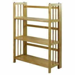 Coupon ⭐ 38" Folding 3 Tier Bookshelf Stackable - Flora Home Walnut 🔥