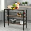 Budget 🤩 HomCom 3-Tier Industrial Style Storage Metal Wooden Shelf ⭐