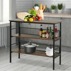 Budget 🤩 HomCom 3-Tier Industrial Style Storage Metal Wooden Shelf ⭐