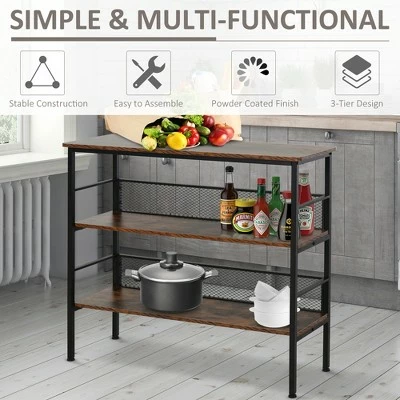 Budget 🤩 HomCom 3-Tier Industrial Style Storage Metal Wooden Shelf ⭐ 5 Budget 🤩 HomCom 3-Tier Industrial Style Storage Metal Wooden Shelf ⭐ - Image 3