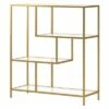 Discount ❤️ Henn& Hart 40" Tall Brass Finish Bookcase - Henn&Hart 🤩