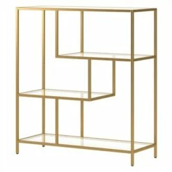 Discount โค๏ธ Henn& Hart 40" Tall Brass Finish Bookcase - Henn&Hart ๐คฉ