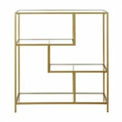 Discount ❤️ Henn& Hart 40" Tall Brass Finish Bookcase - Henn&Hart 🤩 -Bookshelves And Bookcases store unnamed file 971