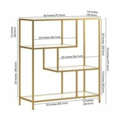 Discount ❤️ Henn& Hart 40" Tall Brass Finish Bookcase - Henn&Hart 🤩 -Bookshelves And Bookcases store unnamed file 973