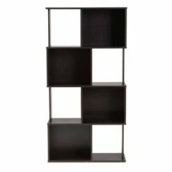 Best reviews of ✔️ 61.42" Riva Geometric Wood Bookshelf Dark Brown - Baxton Studio 🛒