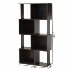 Best reviews of ✔️ 61.42" Riva Geometric Wood Bookshelf Dark Brown - Baxton Studio 🛒 -Bookshelves And Bookcases store unnamed file 986