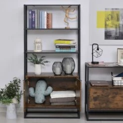 Buy 👍 HomCom Storage Cabinet Bookcase with 3 Open Shelves 🔥